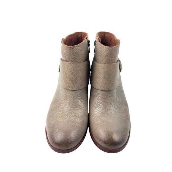 *Kork-Ease Isa Taupe Leather Booties Womens Size 6.5 Moto Buckle Zip Strap Boots - Picture 9 of 16